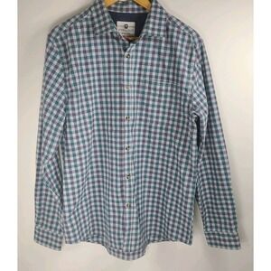 Steel & Jelly British Design Checked Button-Down Shirt • Size XL •Blue Green EUC